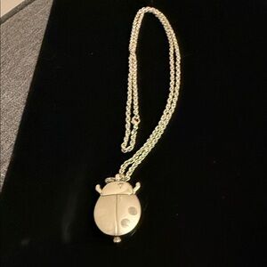 Silver Ladybug Pendant Watch Necklace – Working Quartz with Extra Battery